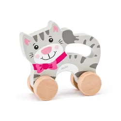  Drvena mačka na kotačima s ručkom 