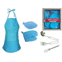  Kuhinjski set - pregača, rukavice i dodaci u plavoj boji 