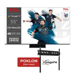 TCL MINI LED TV 55C805, 144Hz, Google TV + poklon Vogel's nosač za televizor  - 55"