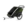 Chariot Cab 2 zelena sportska dječja kolica i prikolica za bicikl za dvoje djece (4u1)