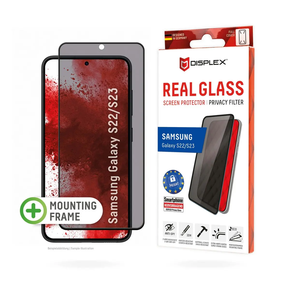 DISPLEX Samsung Galaxy S22/S23 (01775) zaštitno staklo, Privacy Glass Full Cover image