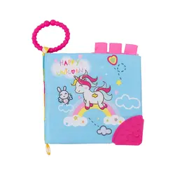 Kikka Boo edukativna platnena knjiga sa grickalicom Happy Unicorn 