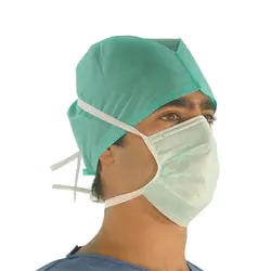  Kirurške maske TIP II, troslojne na vezanje, boja ZELENA - 50 kom 