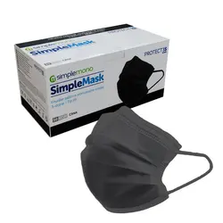  Kirurške maske s gumicom, troslojne, TIP IIR, boja CRNA - SimpleMask - 50 kom 