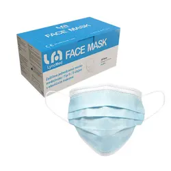  Kirurške maske TIP II, troslojne s gumicom, boja PLAVA - Lyncmed - 100 kom 