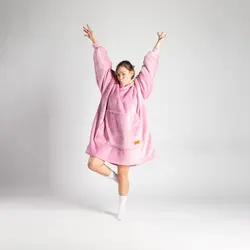 Svilanit SoftHug Hoodie pokrivač/deka s rukavima za odrasle, roza 