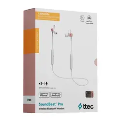 Ttec Slušalice - IE - Bluetooth - Built-in Remote + Magnet + Mic - Rose Gold - SoundBeat Pro 