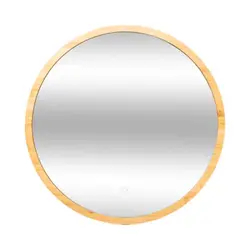 Five zidno okruglo ogledalo LED, 57x3x57 cm, bambus 