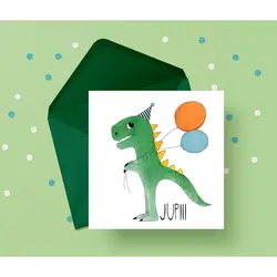 JUPIII mala čestitka Dinosaur 