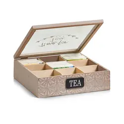 Zeller kutija za čaj, drvo/MDF/staklo, 24x24x7 cm, 15115 