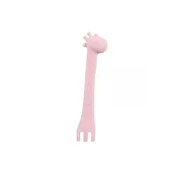 Kikka Boo silikonska žlica za hranjenje žirafa  - Roza