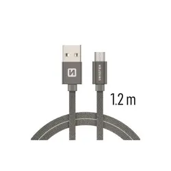 Swissten kabel USB/microUSB, platneni, 1.2m, sivi 