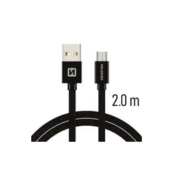 Swissten kabel USB/microUSB, platneni, 2m, crni 