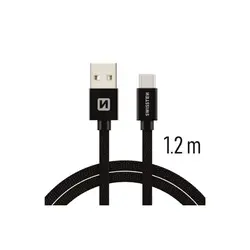 Swissten kabel USB/USB-C, platneni, 1.2m, crni 