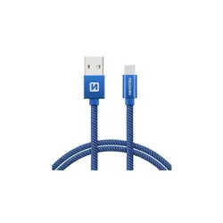 Swissten kabel USB/USB-C, platneni, 1.2m, plavi 