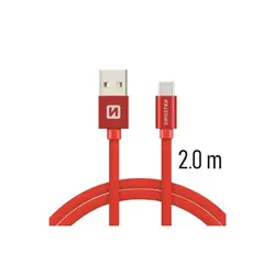 Swissten kabel USB/USB-C, platneni, 2m, crveni 