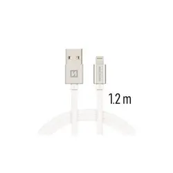 Swissten kabel USB/Lightning, platneni, 3A, 1.2m  - Srebrna