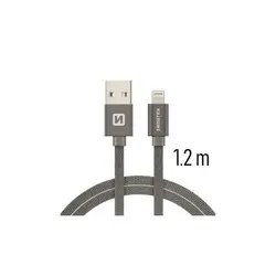 Swissten kabel USB/Lightning, platneni, 3A, 1.2m  - Siva