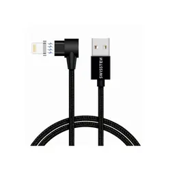 Swissten kabel USB/Lightning, Arcade, magnetski, platneni, 1.2m, 3A, crni 