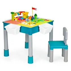 Eco Toys dječji multifunkcionalni stol i stolica s kockama 