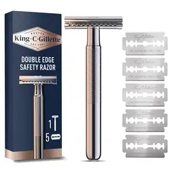 King C. Gillette Double Edge brijač + 5 žileta, 1 kom. 