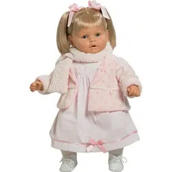 Berbesa lutka u bijeloj haljini s nježno rozim šalom 