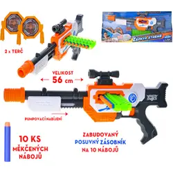  Plastična puška s mekim mecima 56cm 12metaka 2 mete 8+ 