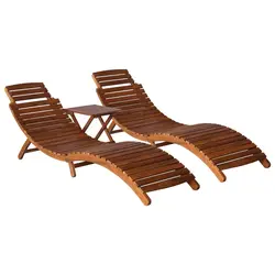 Garden 3-dijelni set ležaljki za sunčanje sa stolićem od bagremovog drva 