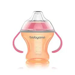 BabyOno neprolijevajuća čaša Natural, narančasto-roza 