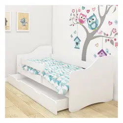Acma dječji krevet  bez motiva, bočna bijela + ladica 140x70 cm 