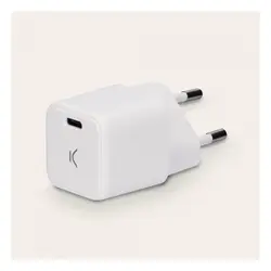 KSIX GaN ultra brzi zidni punjač USB-C 30W PD, bijeli 
