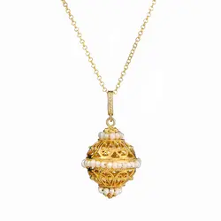 Tradicionalni nakit Ogrlica šibenski botun obogaćena sa 3 reda bisera - Yellow gold pozlata 24K  - Zlatna