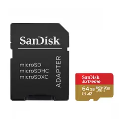 SanDisk Extreme microSDXC 64GB za akcijske kamere i dronove + SD adapter 170MB/s & 80MB/s A2 C10 V30 UHS-I U3 