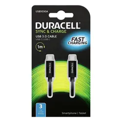 Duracell Kabel – USB-C to USB-C 1m - Black  - Crna