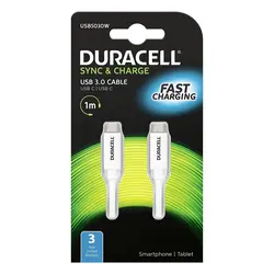 Duracell Kabel – USB-C to USB-C 1m - White  - Bijela