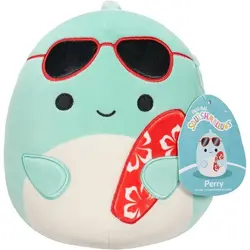 Squishmallows 20cm - Perry - Tirkizni delfin sa sunčanim naočalima i daskom za surfanje 