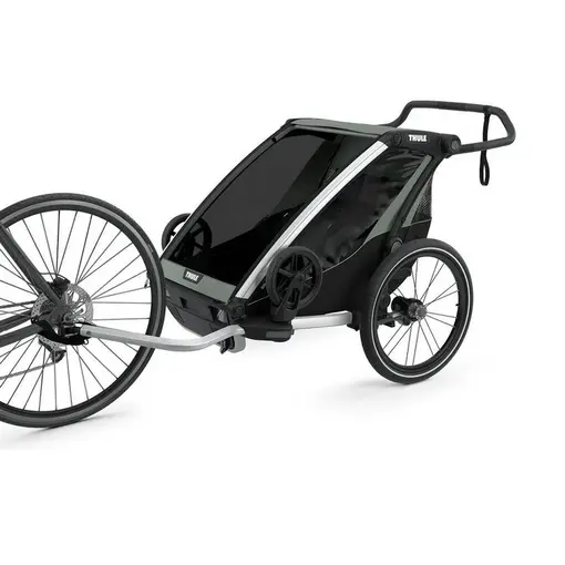 Chariot Lite 2 zeleno (agava)/crna sportska dječja kolica i prikolica za bicikl za dvoje djece (4u1)
