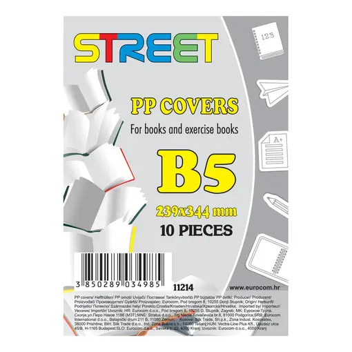 Omotnica za bilježnicu B5 STREET - prozirna