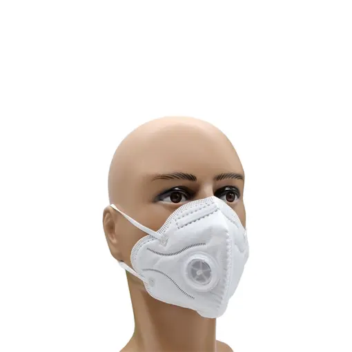 Zaštitna maska FFP2/KN95 oblik KONUS s ventilom i gumicom boja BIJELA - 10 kom