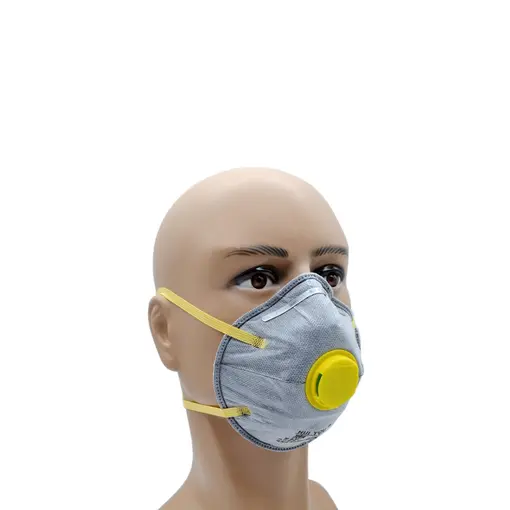 Zaštitna maska FFP2/KN95 oblik CUP s ventilom i gumicom boja CARBON SIVA - 10 kom