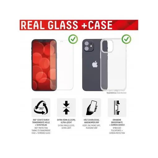 zaštitno staklo Real Glass 2D za Apple iPhone 13, prozirna + maskica