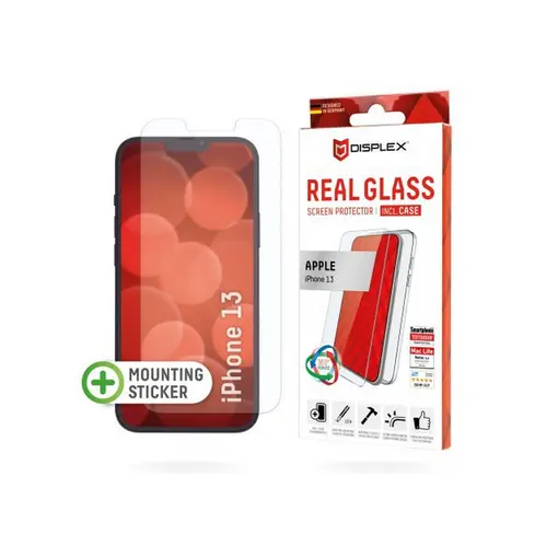 zaštitno staklo Real Glass 2D za Apple iPhone 13, prozirna + maskica