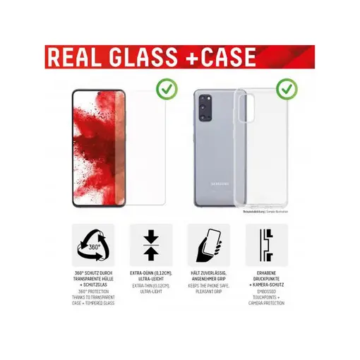 zaštitno staklo Real Glass 2D za Samsung Galaxy S22+, prozirna + maskica