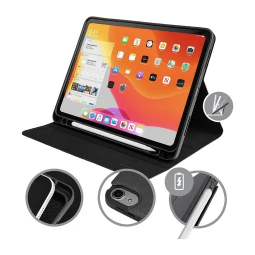 Maskica za tablet Up Plus iPad Air Folio 10,9“ (IPD109UPP-BK),  zaštitna TPU futrola, otporna na ogrebotine, sa umetkom za Apple Pencil, crna