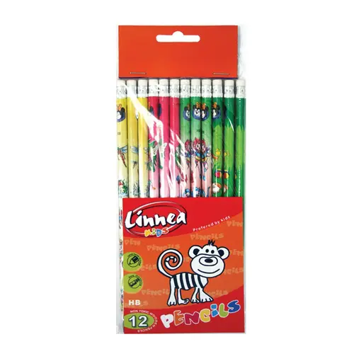 Grafitna olovka s gumicom, 12 komada, šarene - LINNEA KIDS