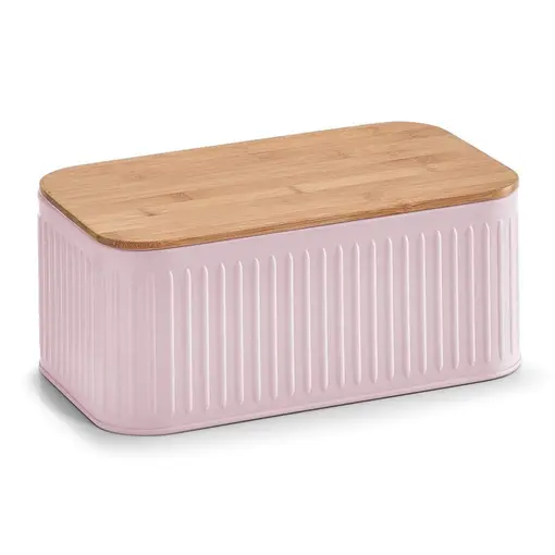 kutija za kruh s poklopcem od bambusa, roza, 30x18x13cm