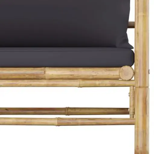 Vrtna sofa od bambusa s tamnosivim jastucima