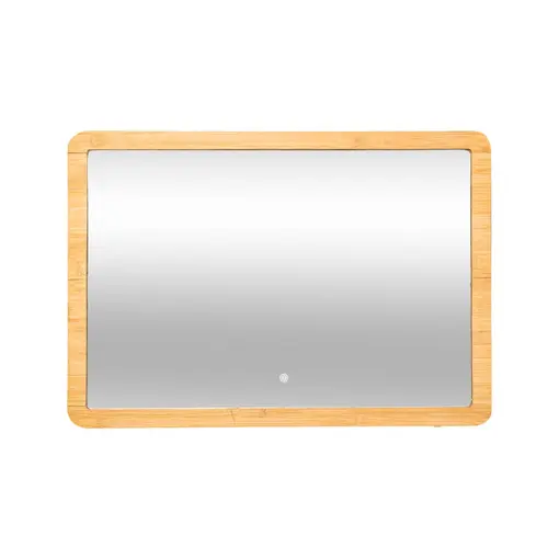 pravokutno zidno ogledalo LED, 47x2.3x66 cm, bambus