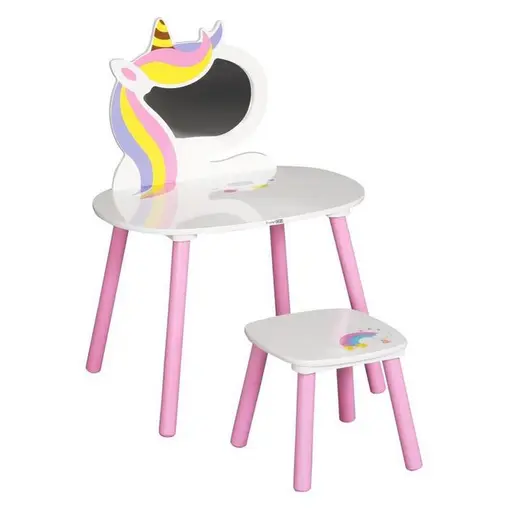 kozmetički stol i stolica unicorn multicol