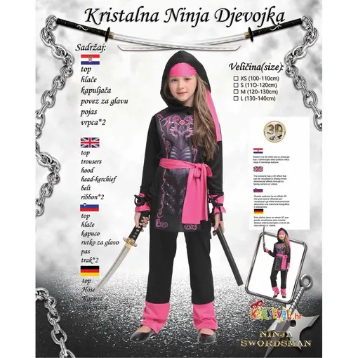 kostim za djecu kristalna ninja djevojka